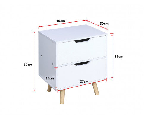 Wooden Bedside Table 2 Drawers Cabinet Storage Night Stand Big Bedding Australia