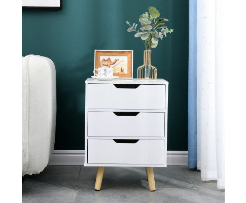 Wooden Bedside Table 3 Drawers Cabinet Storage Night Stand Big Bedding Australia
