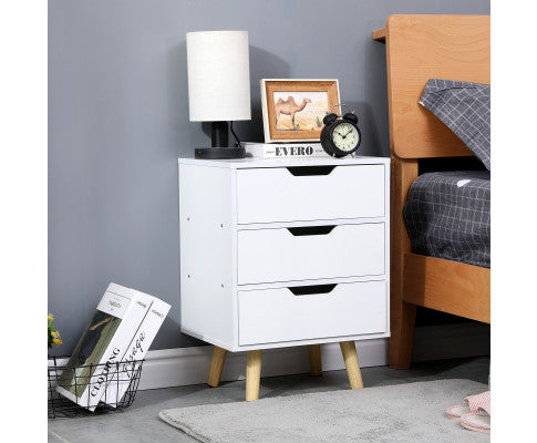 Wooden Bedside Table 3 Drawers Cabinet Storage Night Stand Big Bedding Australia