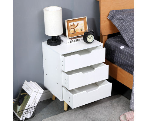 Wooden Bedside Table 3 Drawers Cabinet Storage Night Stand Big Bedding Australia