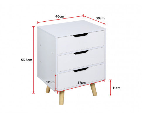 Wooden Bedside Table 3 Drawers Cabinet Storage Night Stand Big Bedding Australia