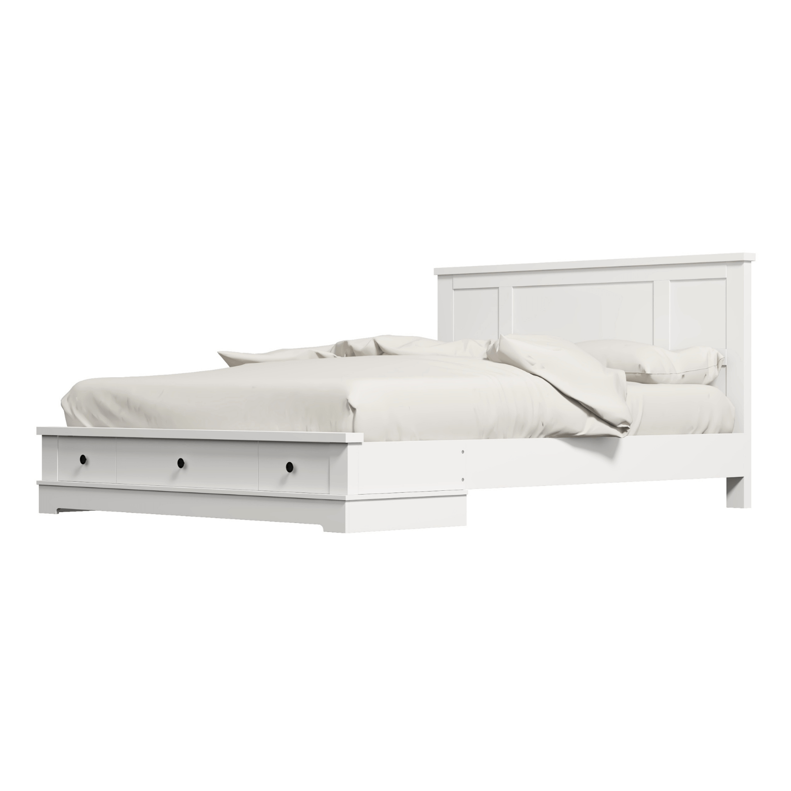 Margaux White Coastal Lifestyle Bedframe with Storage Drawers Double Big Bedding Australia