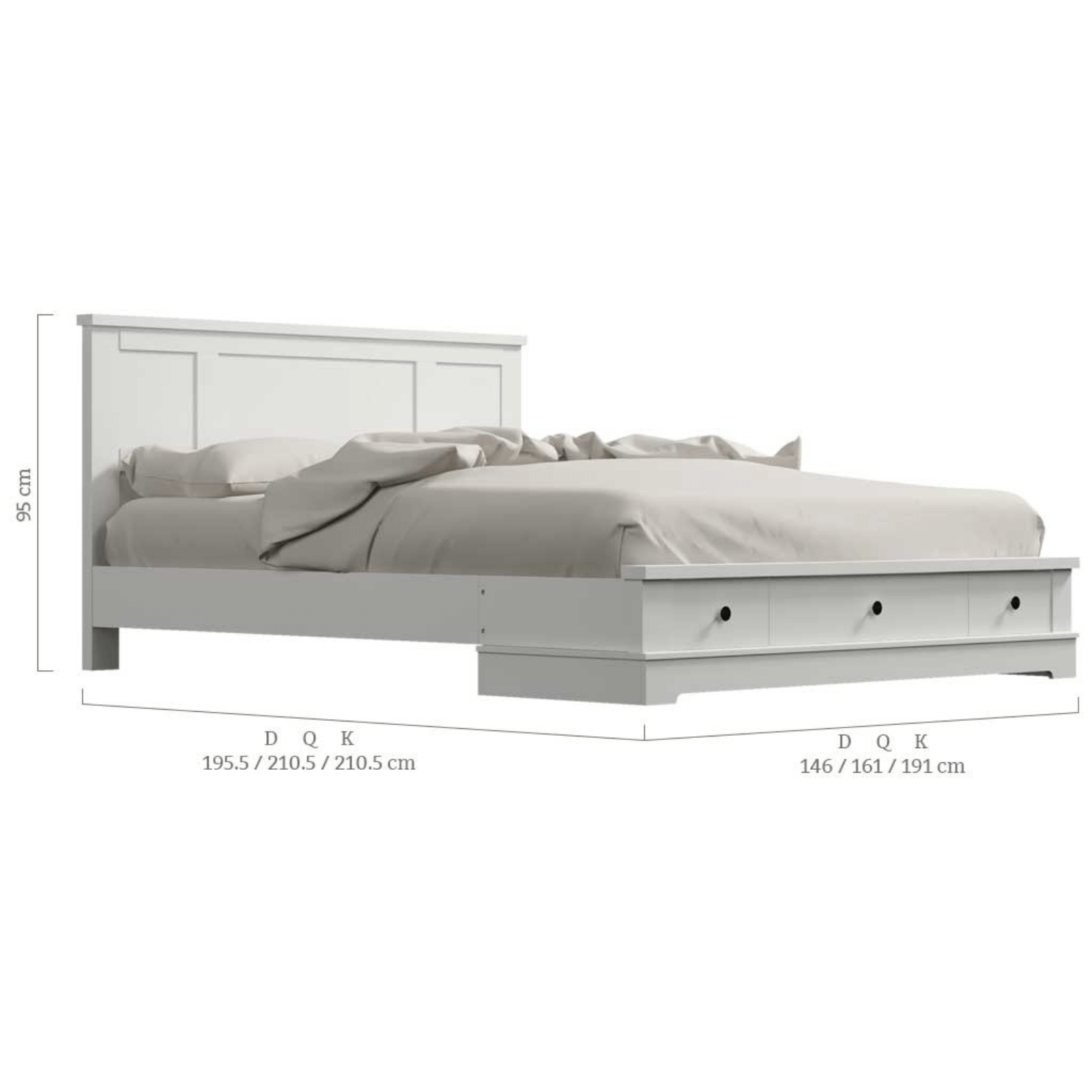 Margaux White Coastal Lifestyle Bedframe with Storage Drawers Double Big Bedding Australia