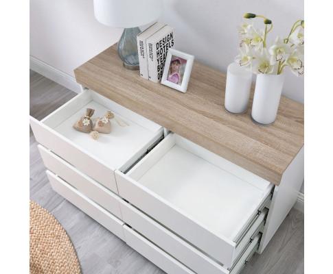 Ashley Coastal White Wooden Chest of 6 Drawers Cabinet Big Bedding Australia