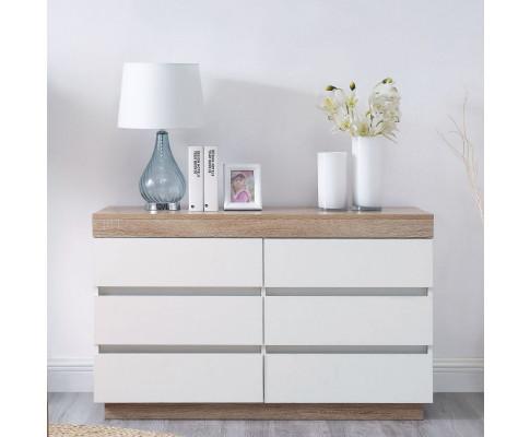 Ashley Coastal White Wooden Chest of 6 Drawers Cabinet Big Bedding Australia