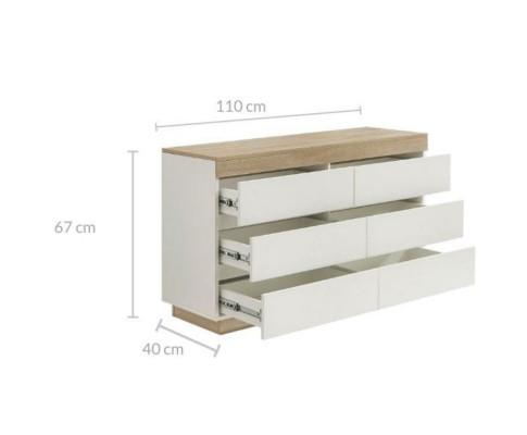 Ashley Coastal White Wooden Chest of 6 Drawers Cabinet Big Bedding Australia