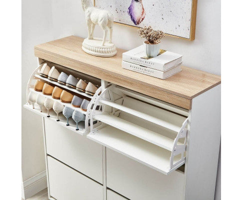 Aiden Coastal White Oak Large Shoe Cabinet Storage Shelf Big Bedding Australia