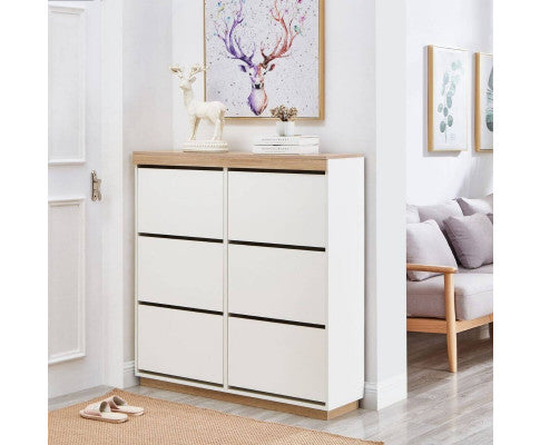 Aiden Coastal White Oak Large Shoe Cabinet Storage Shelf Big Bedding Australia