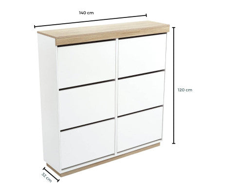 Aiden Coastal White Oak Large Shoe Cabinet Storage Shelf Big Bedding Australia