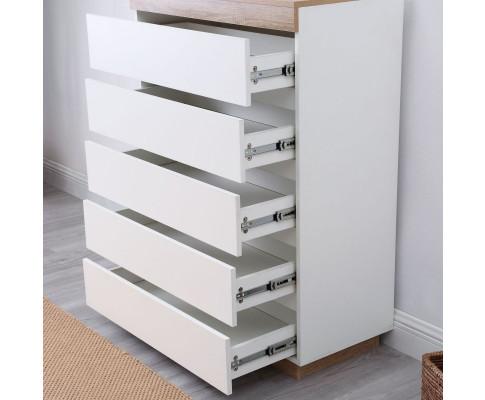 Ashley Coastal White Wooden Chest of 5 Drawers Tallboy Big Bedding Australia