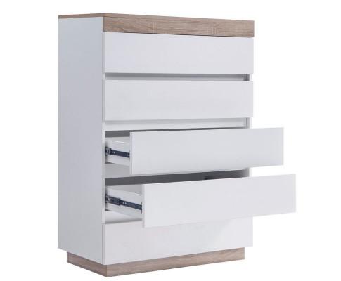 Ashley Coastal White Wooden Chest of 5 Drawers Tallboy Big Bedding Australia