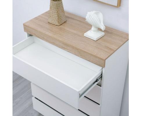 Ashley Coastal White Wooden Chest of 5 Drawers Tallboy Big Bedding Australia