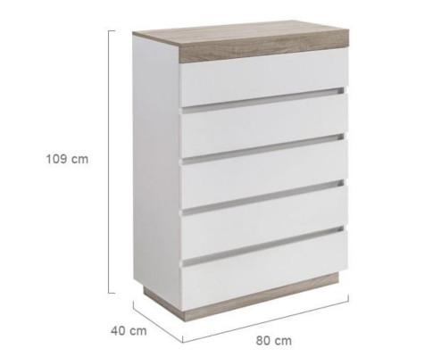 Ashley Coastal White Wooden Chest of 5 Drawers Tallboy Big Bedding Australia