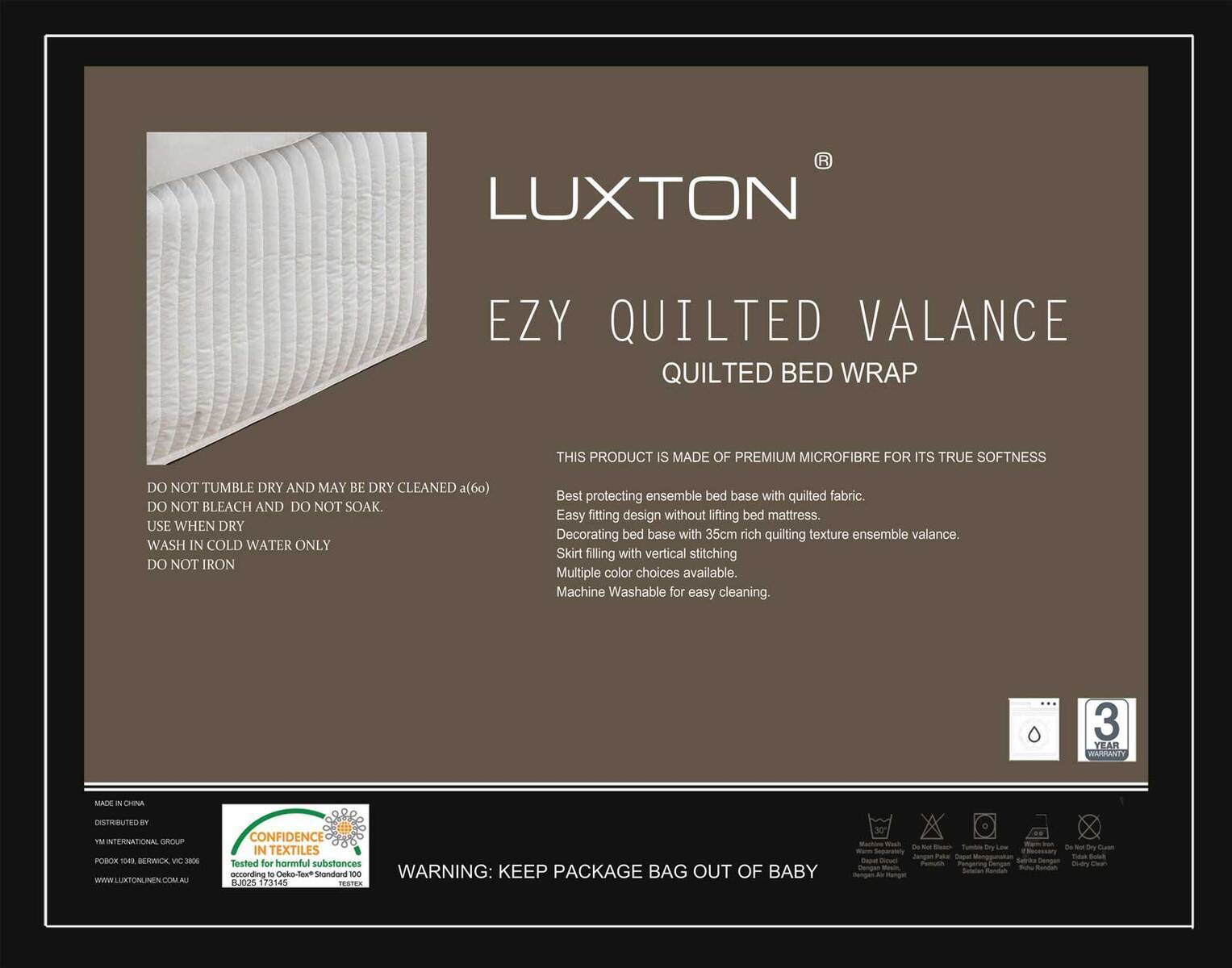 Luxton Ezy Quilted Valance - Navy Luxton