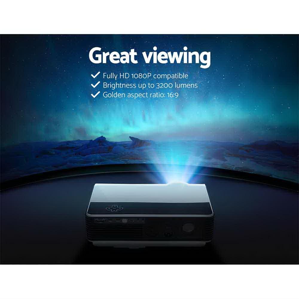 Mini Video Projector Portable HD 1080P 3200 Lumens Home USB VGA HDMI Devanti