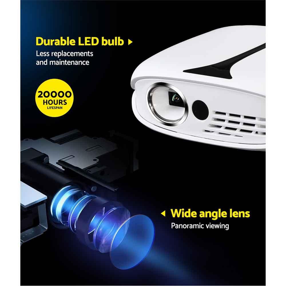 Mini Video Projector Wifi USB HDMI Portable 1000 Lumens HD 1080P Home Theater Devanti