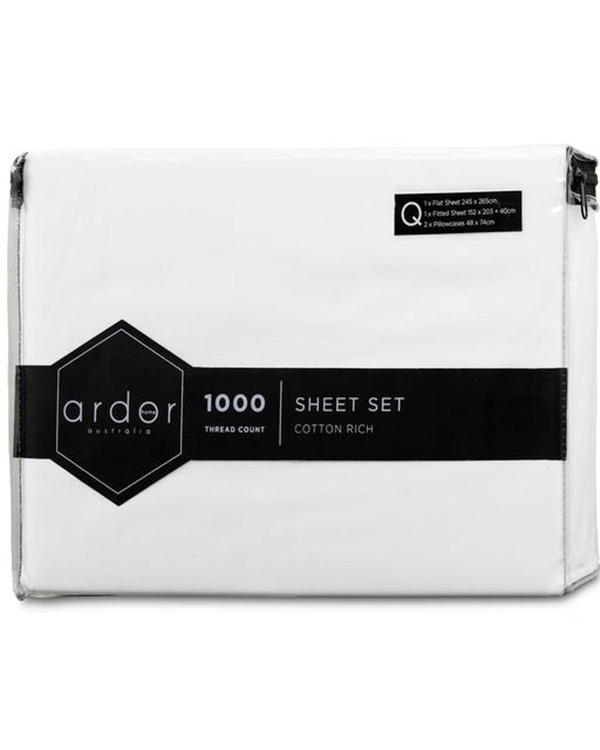 Ardor 1000TC Cotton Rich Sheet Set - 6 Colours Ardor Bedding