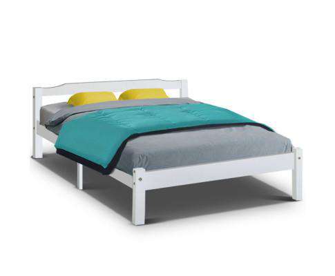 Double Full Size Wooden Bed Frame Mattress Base Timber Platform White Artiss