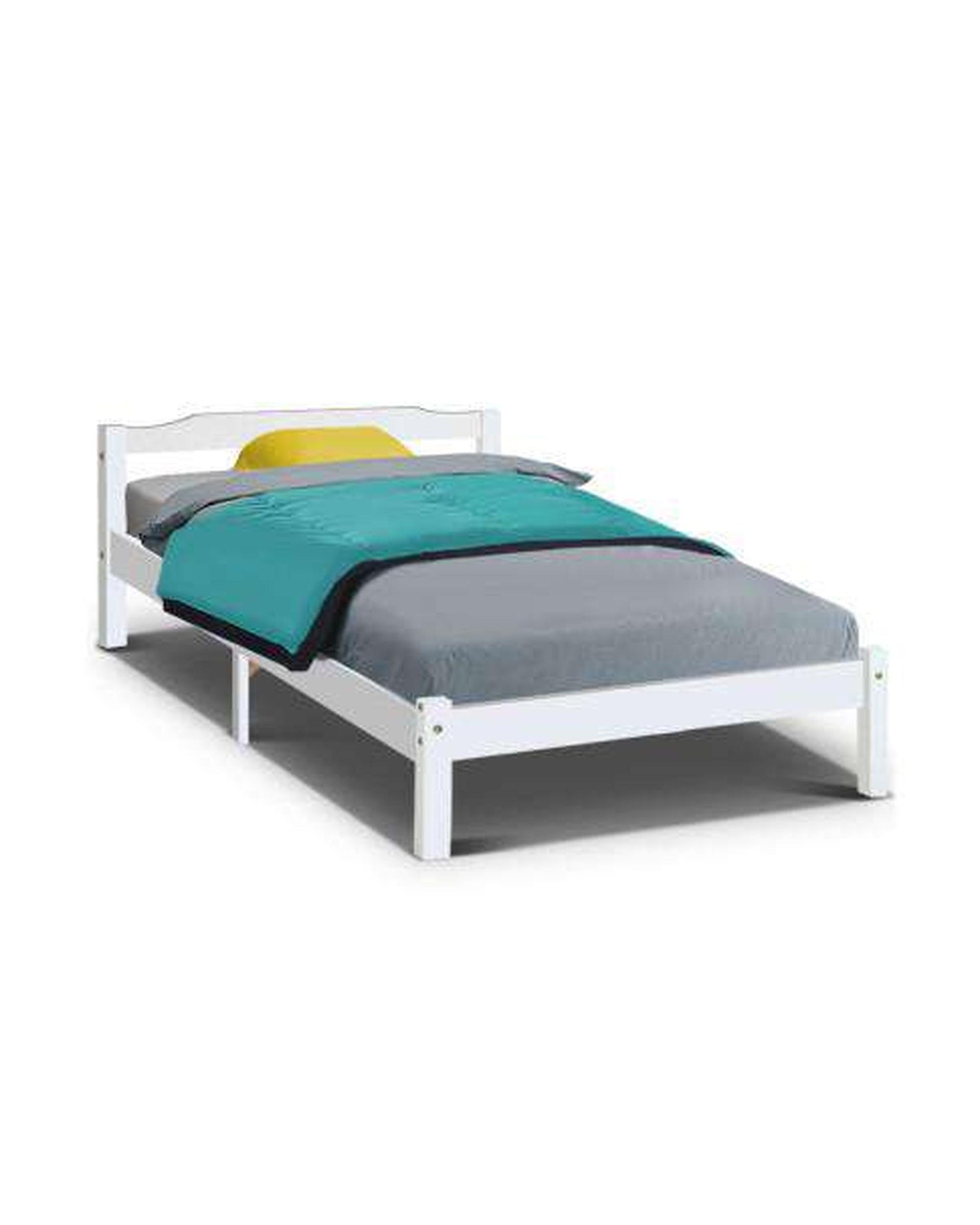 King Single Size Wooden Bed Frame Mattress Base Timber Platform White Artiss