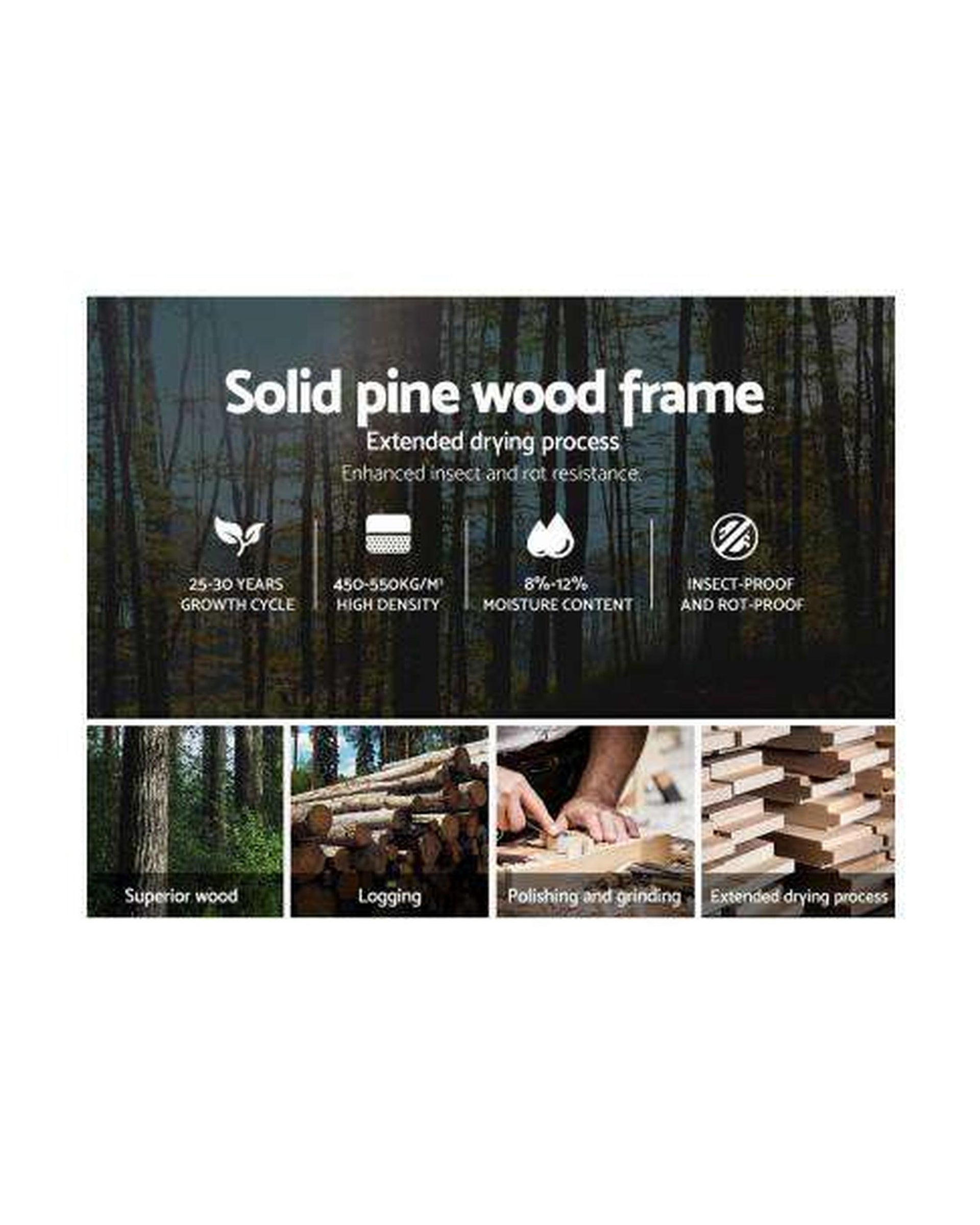 King Single Size Wooden Bed Frame Mattress Base Timber Platform White Artiss