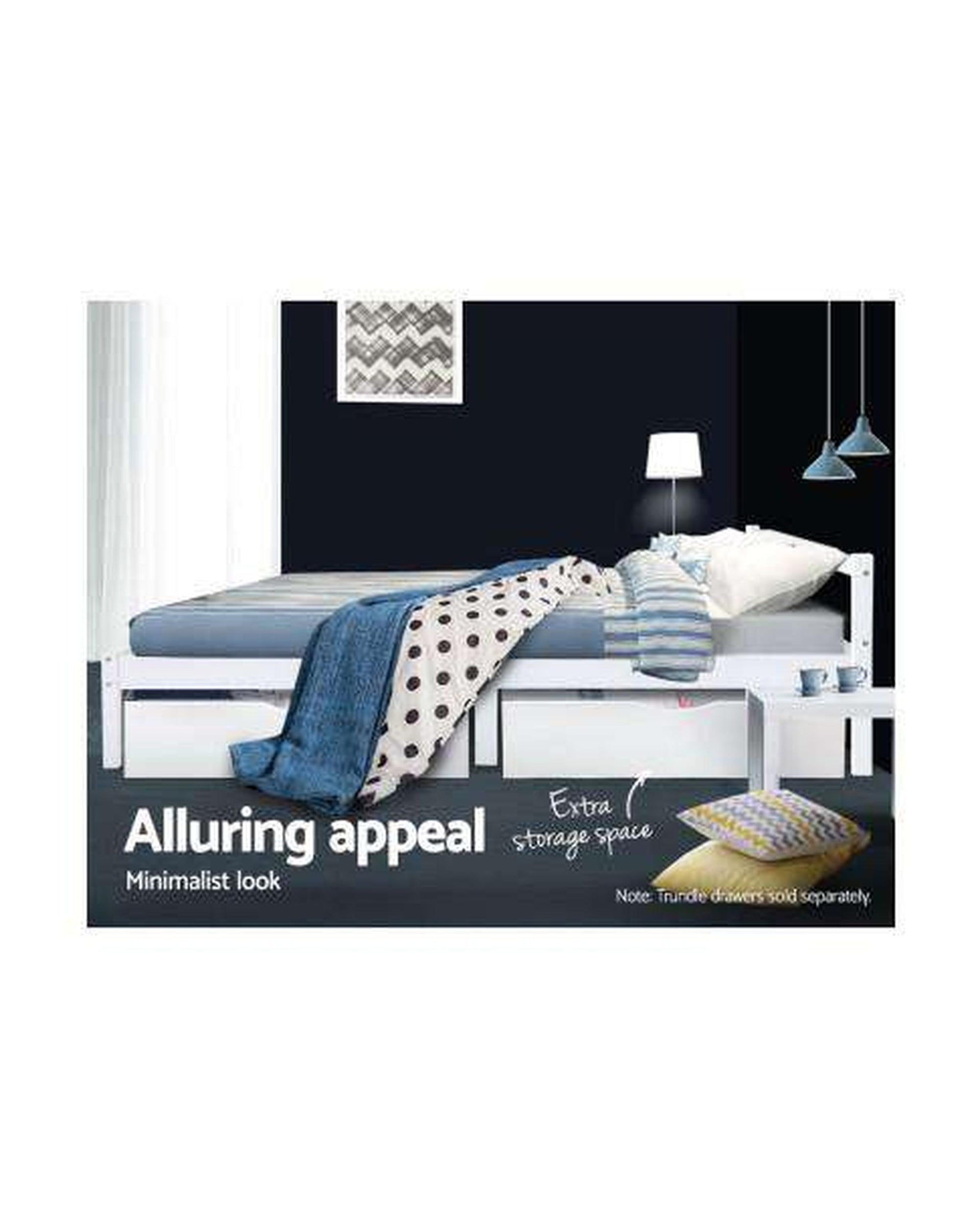 King Single Size Wooden Bed Frame Mattress Base Timber Platform White Artiss