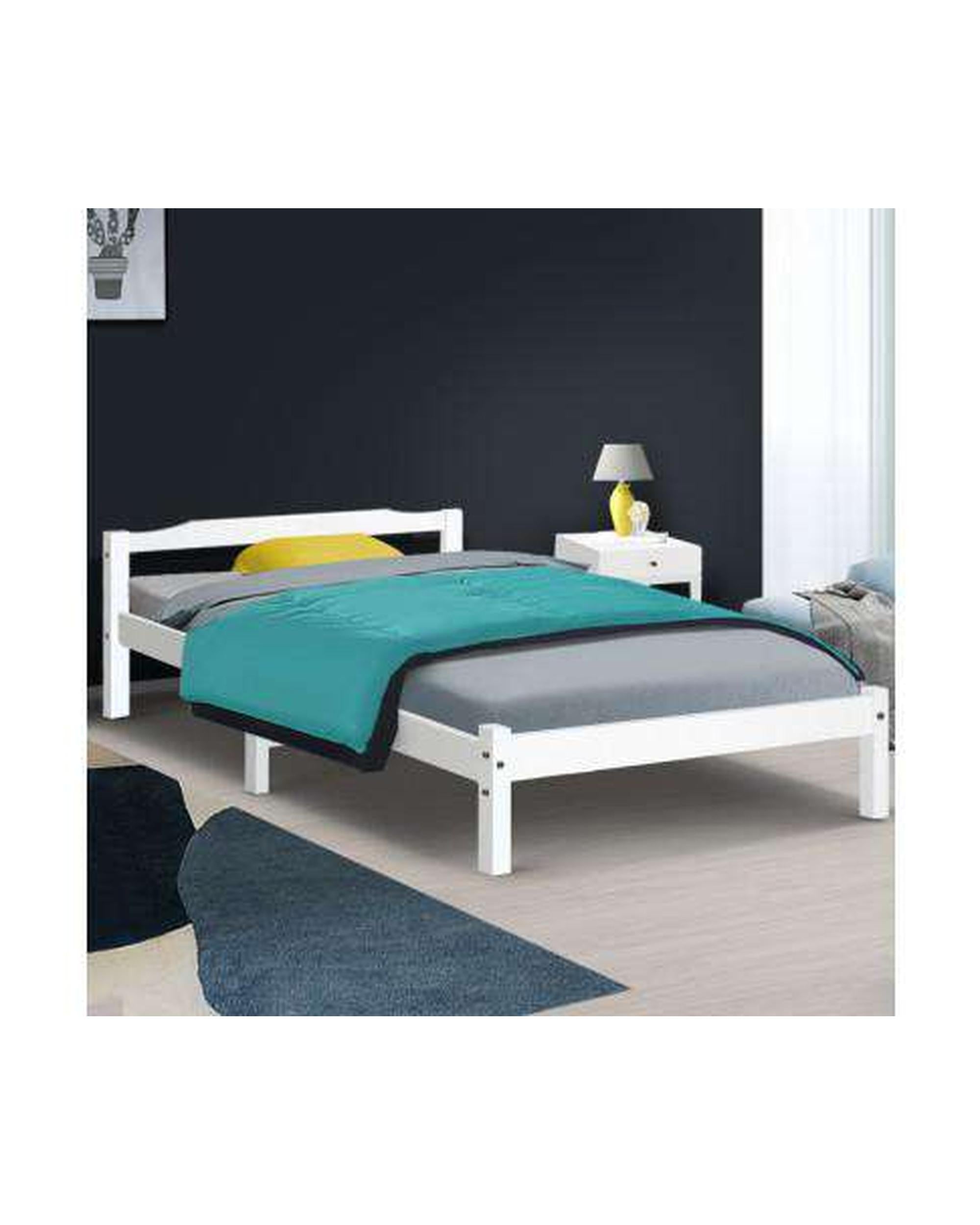 King Single Size Wooden Bed Frame Mattress Base Timber Platform White Artiss