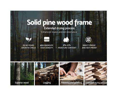 Queen Size Wooden Bed Frame Mattress Base Timber Platform White LEXI Artiss