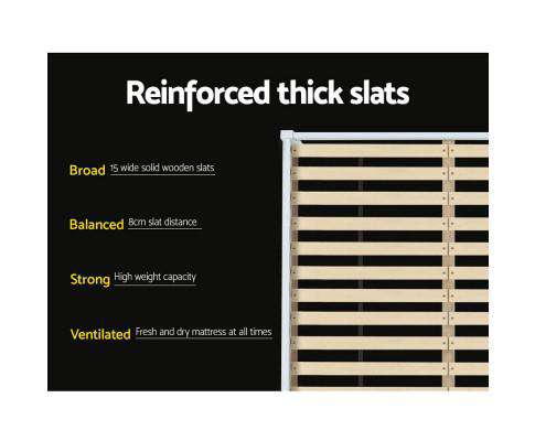 Queen Size Wooden Bed Frame Mattress Base Timber Platform White LEXI Artiss