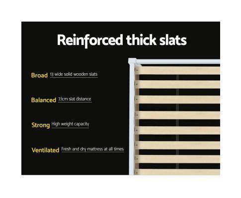 Wooden Pine Bed Frame - White Artiss