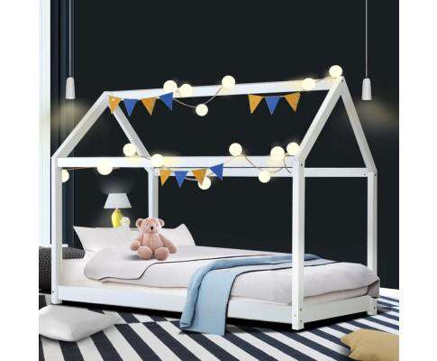 Wooden Pine Bed Frame - White Artiss