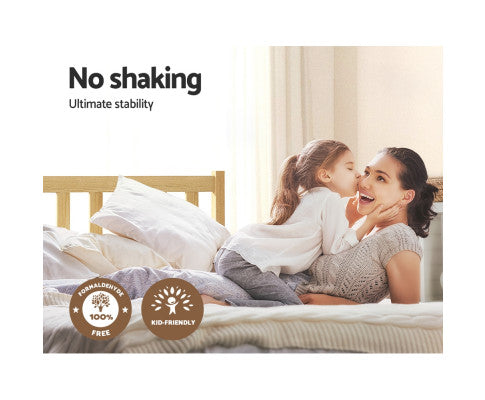 Wooden Bed Base Pine Timber Mattress Foundation Oak Artiss