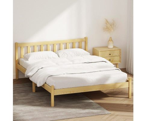Wooden Bed Base Pine Timber Mattress Foundation Oak Artiss