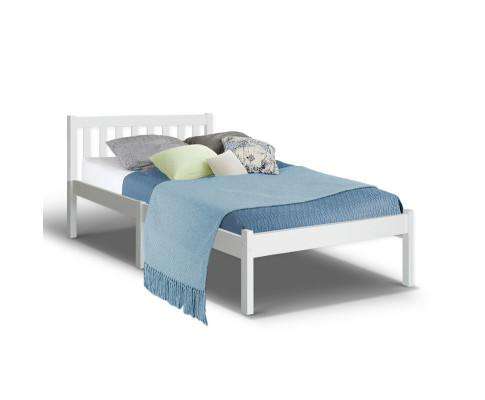 Single Size Wooden Bed Frame - White Artiss