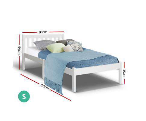 Single Size Wooden Bed Frame - White Artiss