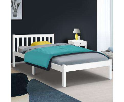 Single Size Wooden Bed Frame - White Artiss