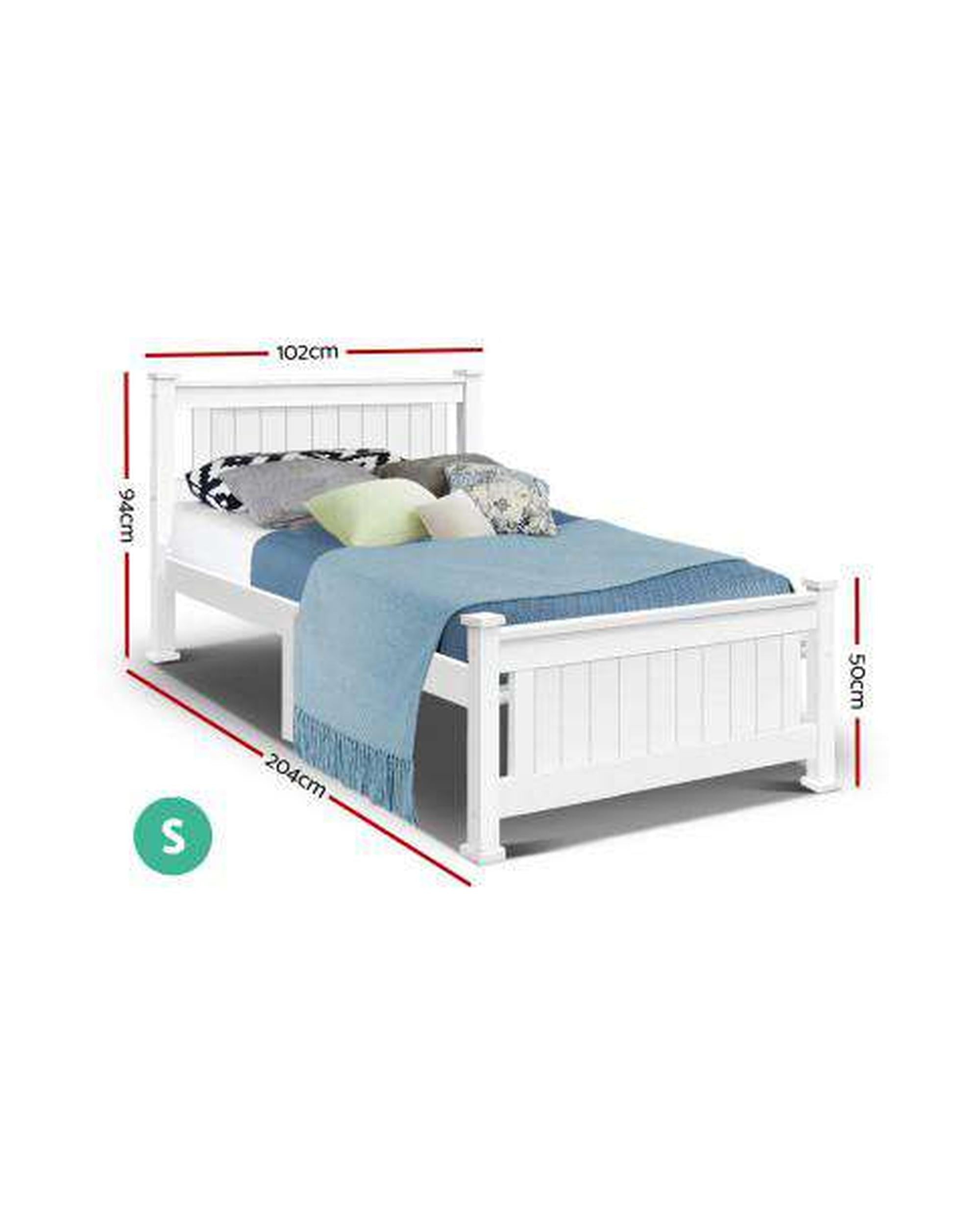 Single Size Wooden Bed Frame - White Artiss