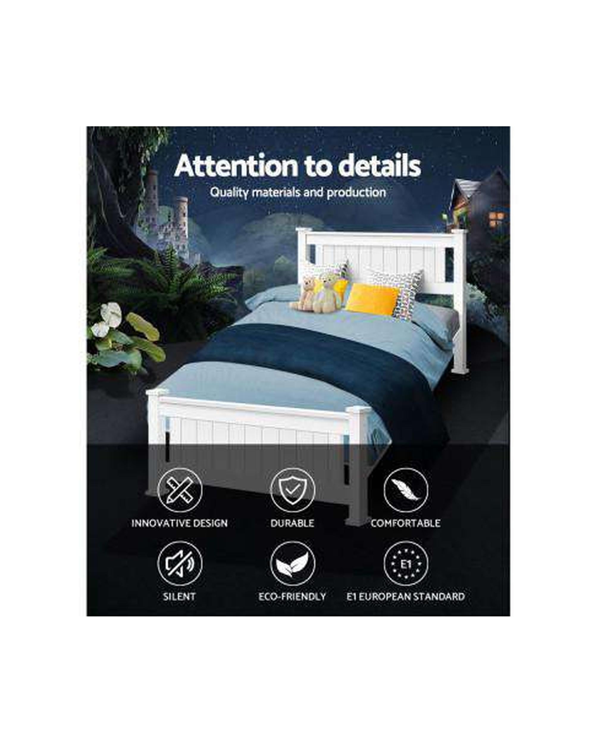 Single Size Wooden Bed Frame - White Artiss