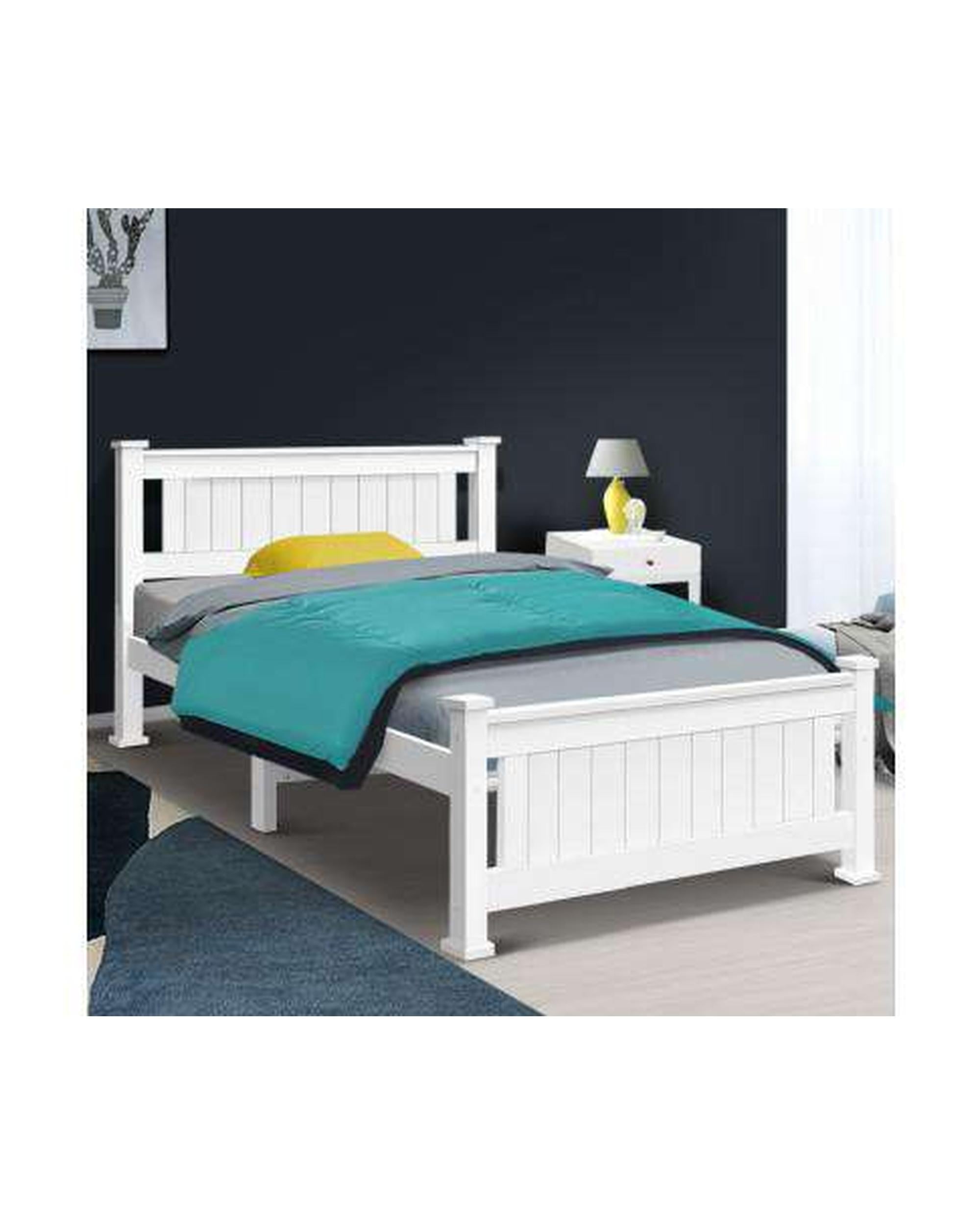 Single Size Wooden Bed Frame - White Artiss