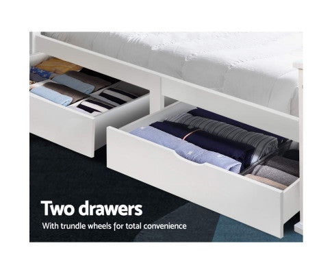 Wooden Bed Frame Timber Single Size RIO Kids Adults Storage Drawers Base Artiss