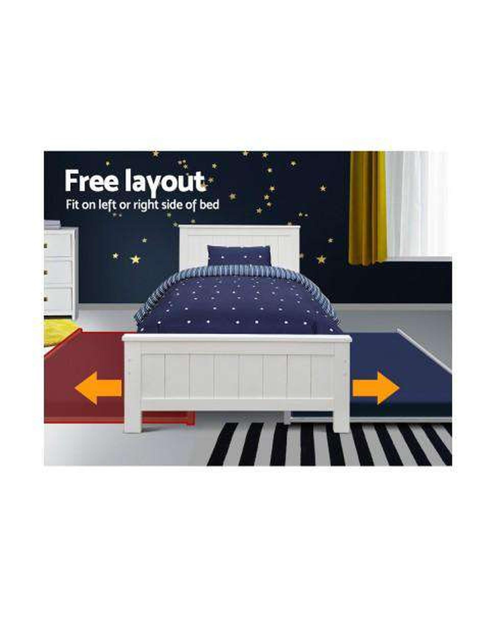 Wooden Trundle Bed Frame - White Artiss