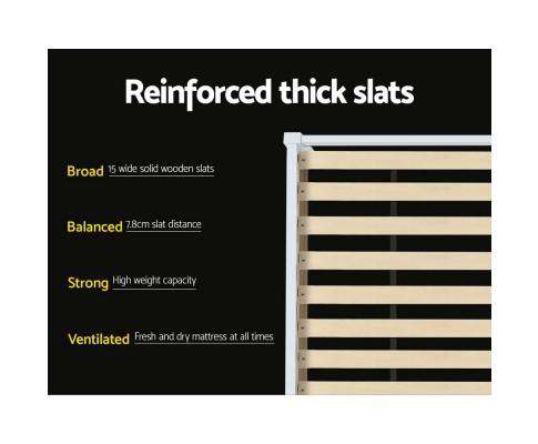 Wooden Trundle Bed Frame - White Artiss