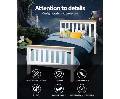 King Single Wooden Bed Frame Timber Kids Adults Artiss