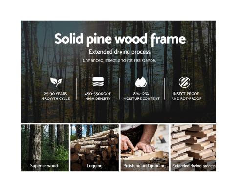 King Single Wooden Bed Frame Timber Kids Adults Artiss