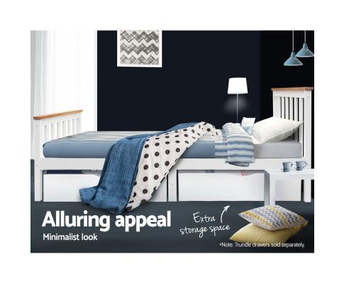 King Single Wooden Bed Frame Timber Kids Adults Artiss