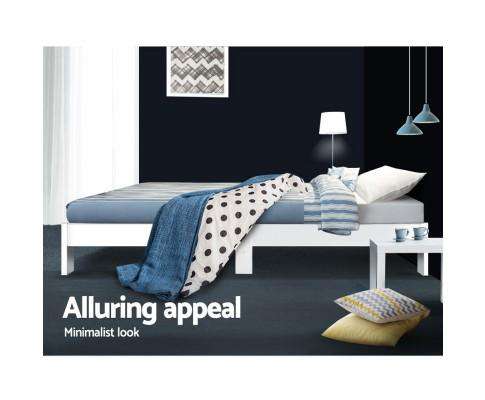 Wooden Bed Base - White Artiss