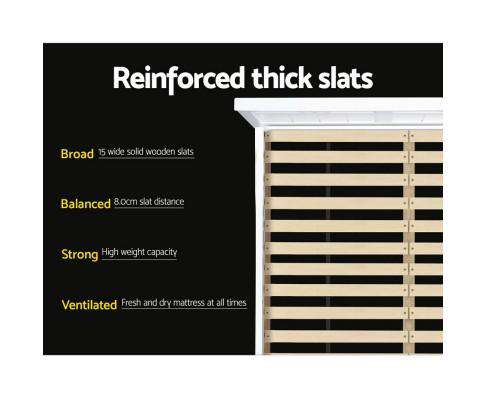 Wooden Bed Frame White EVA Artiss