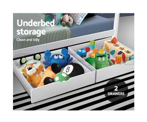 Wooden White BALI Kids Bedframe Artiss