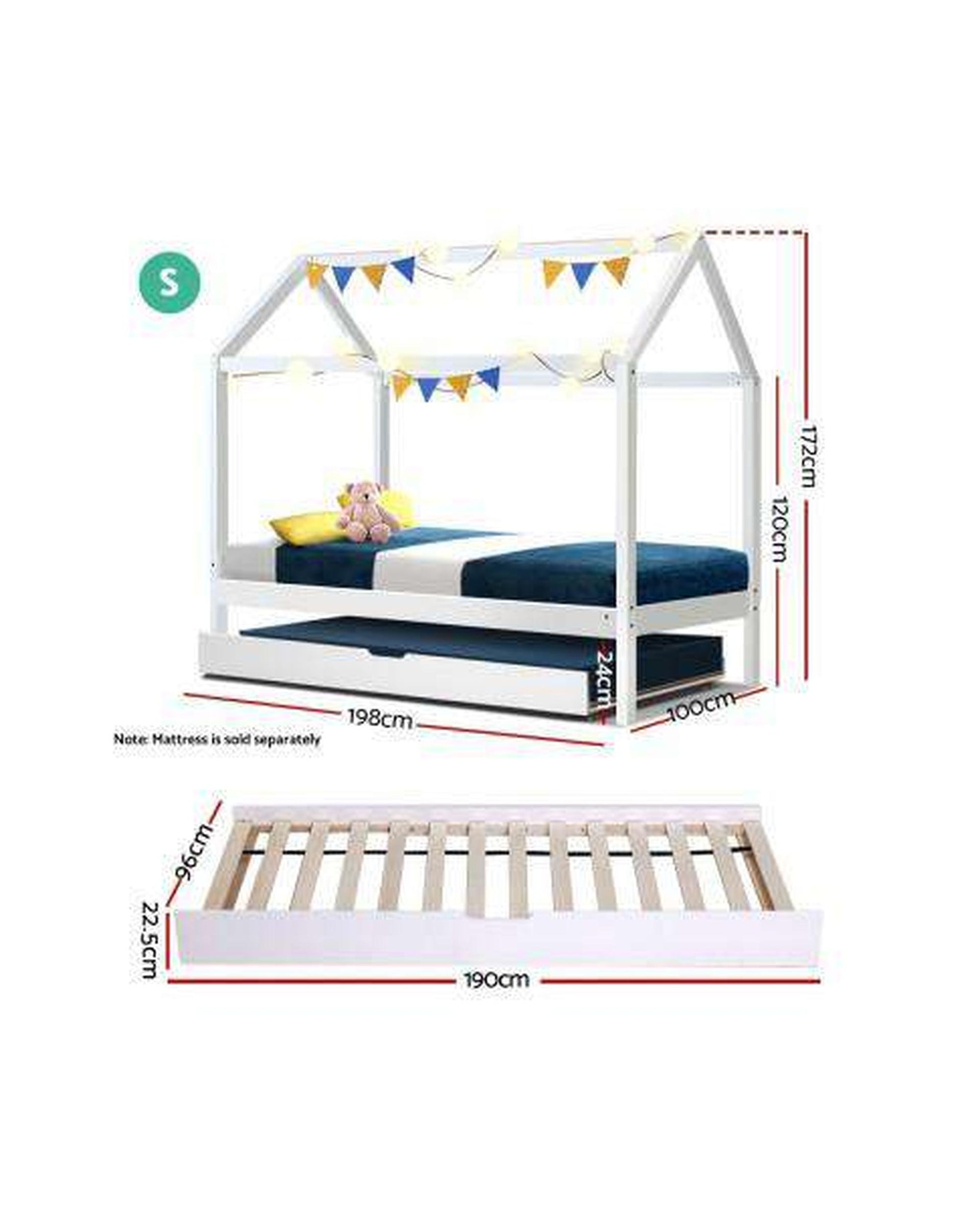Wooden White Holy Kids Bedframe Artiss