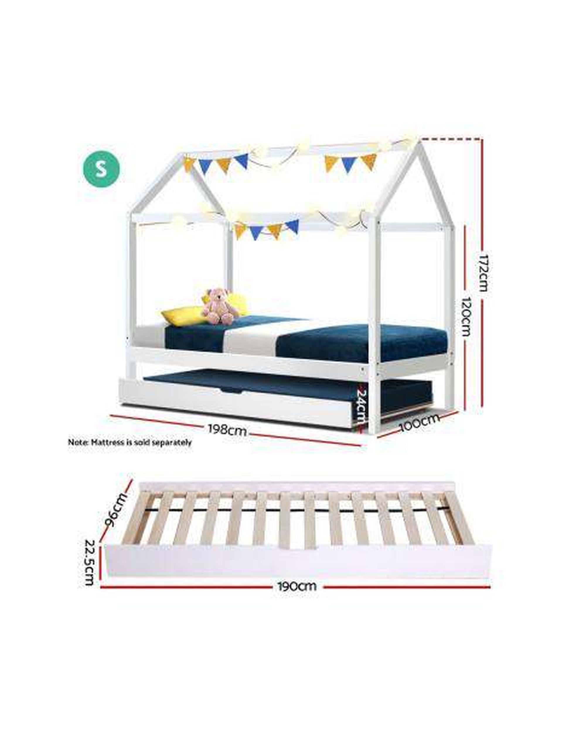Wooden White Holy Kids Bedframe Artiss