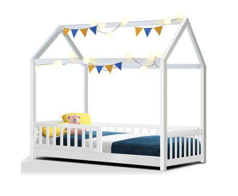 Wooden White Rock Kids Bedframe Artiss